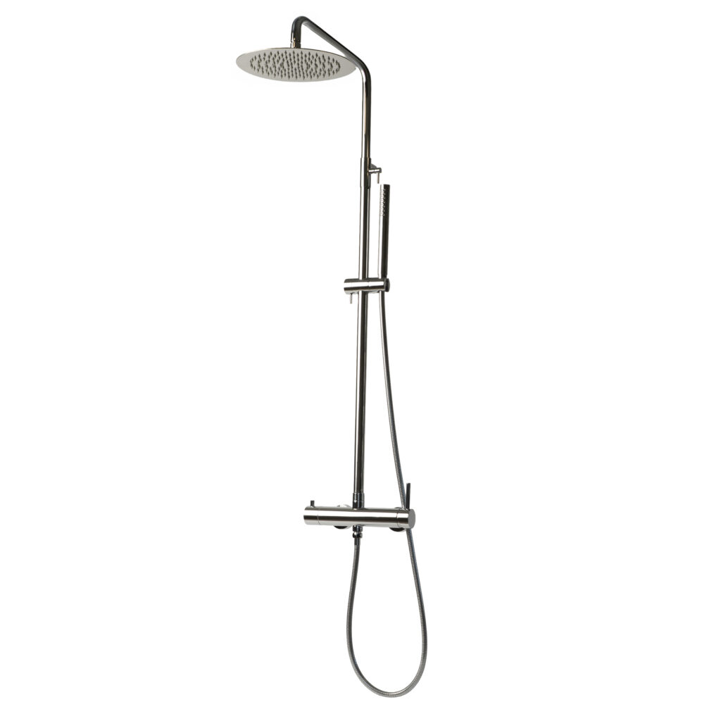 sani co Pure Chromen regendouche met ronde 25 cm douchekop en staafhanddouche