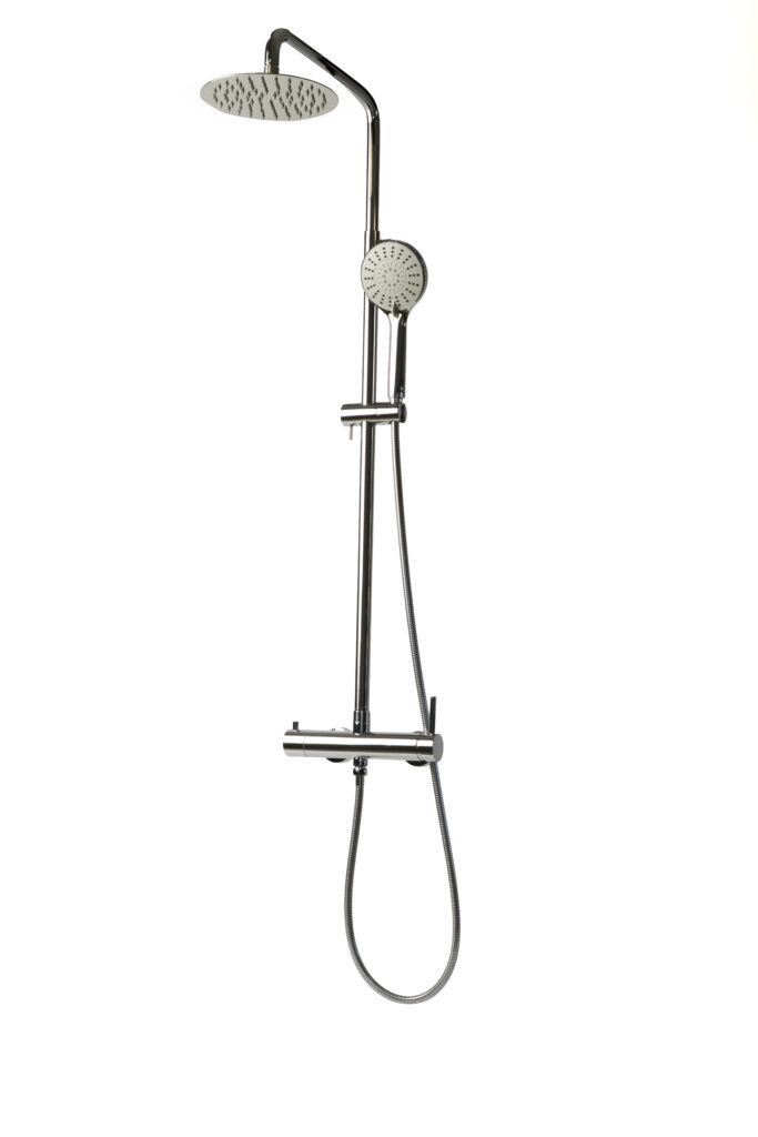 Chroomkleurige regendouche met ronde handdouche