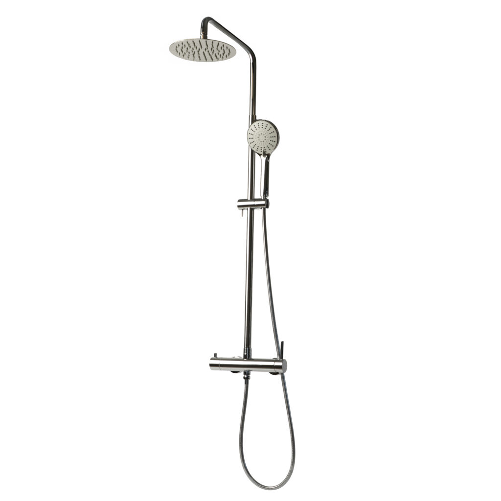 Sani & Co Pure opbouw regendoucheset in chroom met ronde hoofddouche en ronde handdouche