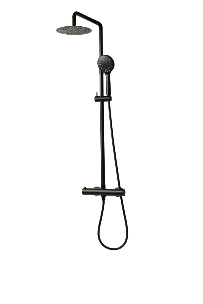 regendouche sense mat zwart 20 cm ronde handdouche thermostatisch